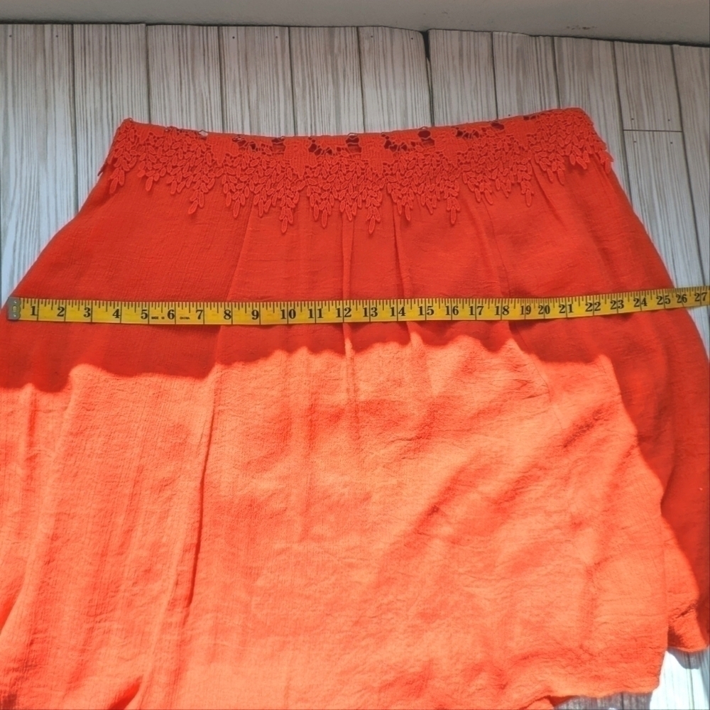 J Gee High Neck Embroidered Lace Cut Out Eyelet Dress in Orange Size Large - Picture 11 of 11